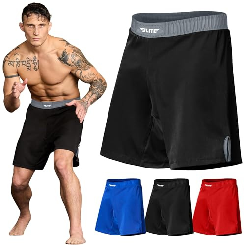 Elite Sports MMA Fight Shorts Men's Black Jack UFC BJJ No Gi Grappling Jiu Jitsu Shorts, Gray, XL