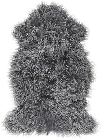 Beliani Schaffel Teppich Öko Überwurf grau Webpelz Fellform Faux Lammfell 63 x 95 cm Mungo