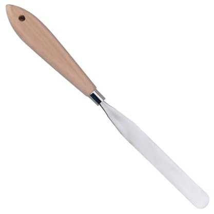 Hemobllo Spatola per Pittura in Acciaio Inox, Raschietto Per Pittura, Pittura spatola manico in legno tavolozza miscelazione raschietto per miscelazione colori pittura ad olio