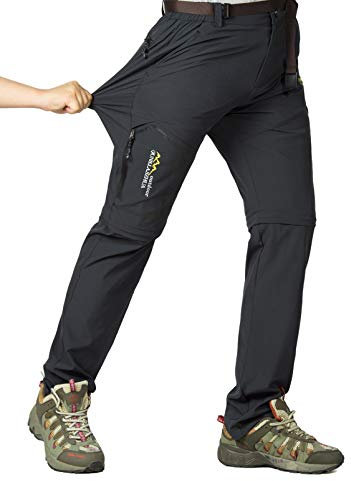 CLOUSPO Outdoor Hose Herren Zwei Teile zerlegbar Sonnenschutz Schnell Trocknend Wanderhose Funktionshose mit Gürtel (DE/NL/SE/PL, Alphanumerisch, L, Regular, Regular, Grau)