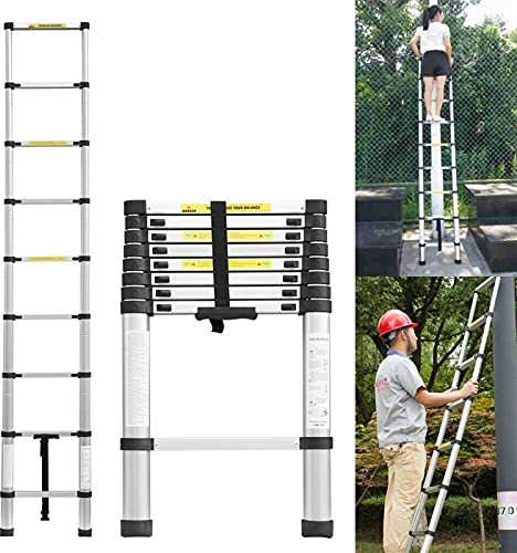 Escabeau télescopique en aluminium 2,6 m - Échelle pliante - Échelle télescopique en aluminium - Échelle coulissante - Capacité : 150 kg - Certification EN131