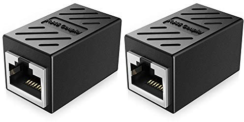SAIBANGZI 2Pcs RJ45 Coupler Extender, Ethernet Extension Cable Adapter, 8P8C Network Coupler Connector, Ethernet Cable Extender Adapter Female to Female