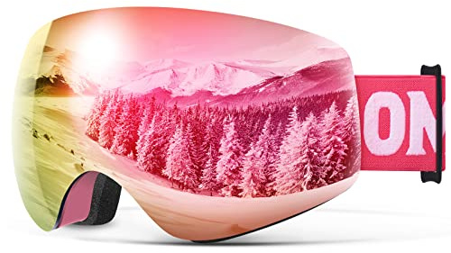 OMID Kids Ski Goggles, Z1 Anti-fog UV Protection Snow Goggles Frameless OTG Snowboard Goggles for Boys Girls Youth