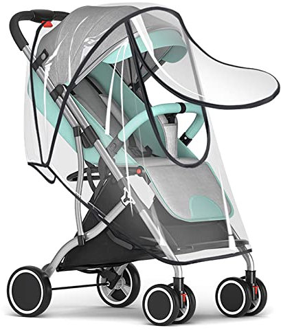 Vesaneae Kinderwagen Regenschutz, Regenverdeck für Buggy, Universal Komfort Regenschutz, Transparent Regenverdeck Sportwagen, Regenhaube mit Reißverschluss für Geschwisterwagen Kinderwagen