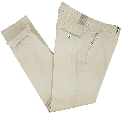 Alfio Collection Pantaloni da Uomo Estivi Cotone Leggeri Chino Slim Fit Elasticizzati 48 52 54 58 60 50 56 (IT, Numero, 48, Regular, Regular, Beige)