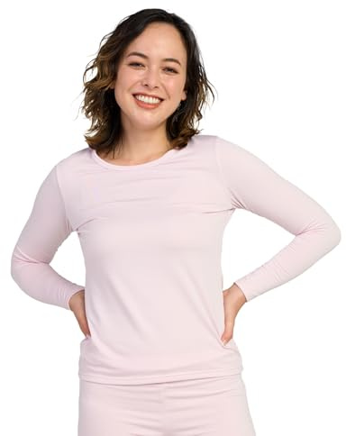 LAPASA Damer innerfleece termoundertröja, varm långärmad termoskjorta termounderkläder topp funktionella underkläder (termoflux L15), Baby rosa (1-pack), L