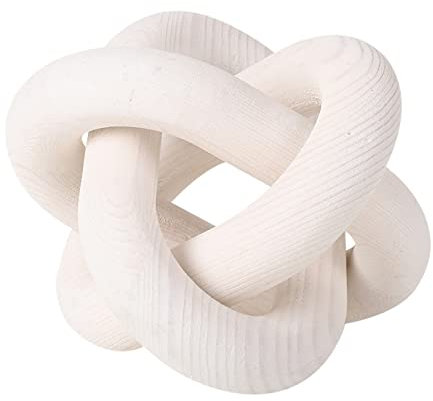 3-Link Wood Chain Link Decor, Hand Carved Wood Art Craft Decorative Chain Knot Ornament for Rustic Tray Shelf Table Decor Farmhouse Decor