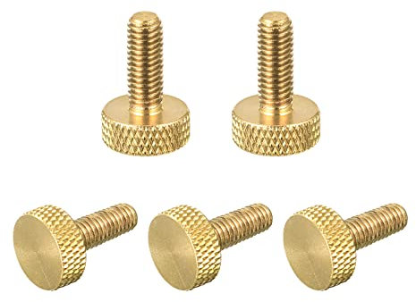 sourcing map 5 Stück Messing Rändelschrauben M5x12mm Flachgriff Bolzenknöpfe Befestigungen für Elektronische Mechanische