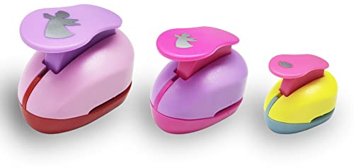 VSREI Punch Set,3 Piece Paper Punch Motiv Hole Punch Set, Little Bird Little Angel Punch for Gift Pendant, Crafting, Scrapbooking, Photos, Greeting Cards(9mm,16mm,25mm),Random Color, Black