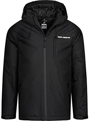 Kirkjubøur® Skadi Herren Skijacke mit Kapuze und Schneefang, wasserabweisendes Material, lockere Passform, optimaler Wind- und Wetterschutz (as3, alpha, l, regular, regular, Schwarz)