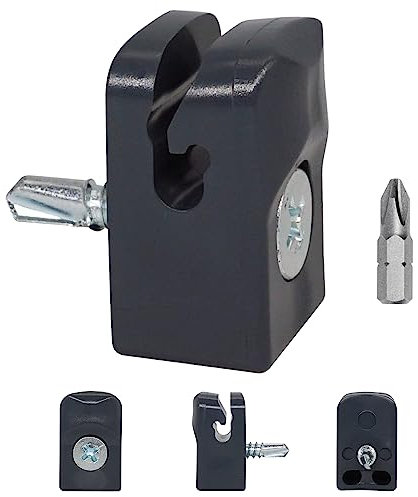 SKIR'CO (4 pcs) Clips de clôture gris, clips en plastique pour clôtures en treillis, supports de fil de clôture fixes à vis, clips pour clôture en fil de fer, couleur RAL 7016