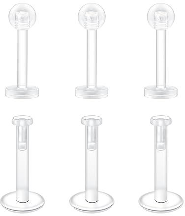 Mayhoop 16G Claro Tragus Helix Pendientes Studs Transparente Piercing 8mm Flexible Acrílico Helix Piercing Labio Barras Retenedores