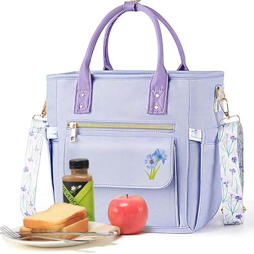 Hihealer Deluxe Lunch Bag Women Mothers Day Gifts with Rare Floral Design - Large Leakproof Insulated Multi Pocket Cool Bag with Removable Strap for Work/Picnic Gifts Christmas Xmas Gifts for Women
