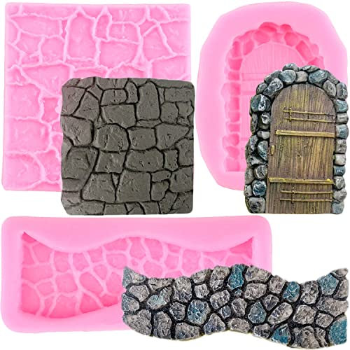 RFGHAC Rosa Backsteinmauer Textur Silikonformen (3er Set) - Silikonform für Kuchendekoration, Schokoladenherstellung, Backbedarf - Geruchlos, wiederverwendbar, hitzebeständig