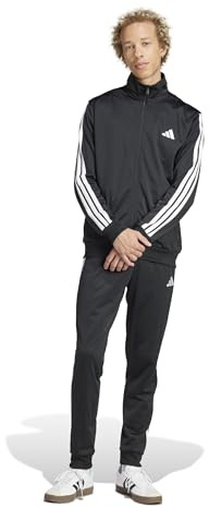 adidas Homme SPORTSWEAR BASIC 3 STRIPES TRICOT TRACKSUIT, Black, XXL Short