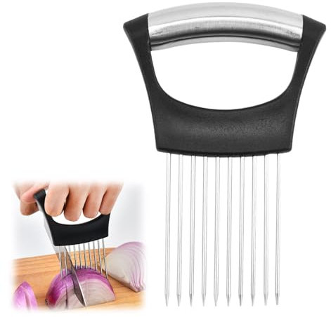 Stainless Steel Onion Holder, Onion Holder Slicer Onio/n Cutter Slicer All-in-One Onio/n Holder O/nion Slice/r O/nion Cutter Upgraded Onions Holder for Slicing for Meat, Onions, Potato, Tomato