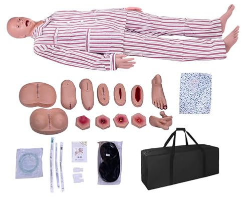 Avancerad omvårdningsdocka patient Care Manikin, 170 cm naturlig sjuksköterska docka medicinsk utbildning demonstration, 33 skicklighetsträning, för undervisning och utbildning