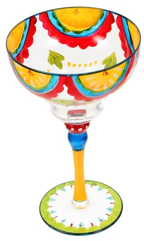 SHOWERORO Copa De Margarita Pintada a Mano Vidrio Decorativo Vaso De Cristal Para Cócteles Tamaño Estándar Bebida Fiesta Hogar