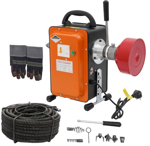 Elektrisk avloppsrenare 500 W 400 varv/min elektrisk rörrengöringsmaskin för Ø 20–150 mm rörledningar, rörrengöringsspiral, rörrensare, rengöring, dränering, rensare