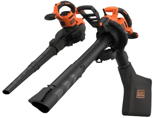 Black+Decker Soplador, Aspirador y triturador de Hojas 3 en 1 de 3000 W, BEBLV300SB-QS
