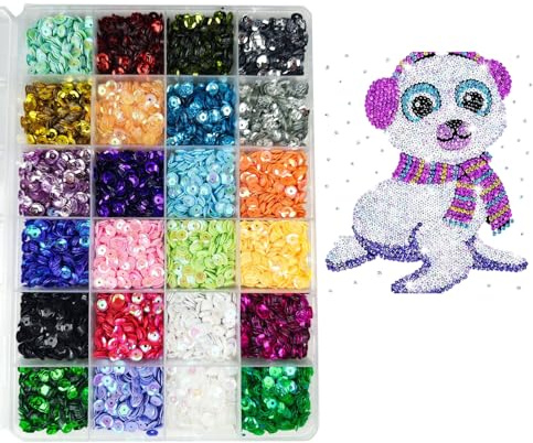 Loose Sequins, 23800 Pcs Round Embroidery Sequins 5mm Iridescent Spangles Sequins for Crafts Bulk Sequins Trim Round Embroidery Sequins for Sewing Handmade DIY Art Craft Making