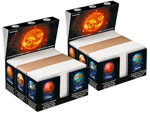 PrintCollect Zettelbox „Solar“ aus stabil verklebtem Vollkarton, Notizzettel aus kräftigem Papier (2er-Set)