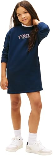Tommy Hilfiger Vestido Sudadera Chicas Flower con Bolsillos, Azul (Dark Night Navy), 10 Años