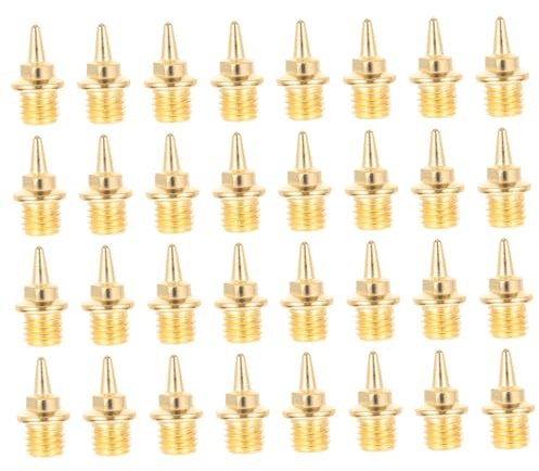 EXAOMBLE Picos De Pista Metálicos Antideslizantes para Zapatillas De Atletismo, 32 Piezas, Clavos Cortos Dorados De Acero, Accesorios para Entrenamiento y Competición De Campo a Través