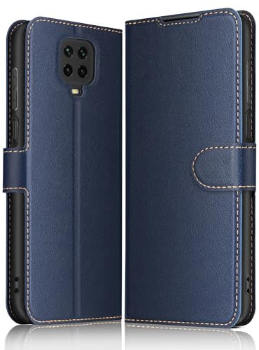 ELESNOW Funda Xiaomi Redmi Note 9S / Note 9 Pro, Cuero Premium Flip Folio Carcasa Case para Redmi Note 9S / Note 9 Pro (Azul)
