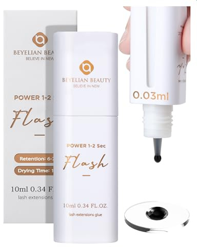 Eyelash Extension Glue, Sensitive Lash Glue for Eyelash Extensions 10 ml, Smart Drop Technology Adhesive for Classic and Volume Lashes, 0.03 ml per Drop, 1 S Dry Time, 6-7 Weeks Retention by BEYELIAN