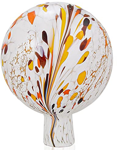 Jingle Bells Lauscha Gartenkugel Glas weiß/bunt geflammt