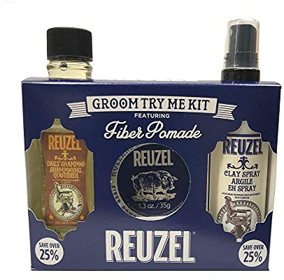 Reuzel Fiber Set - Groom Try Me Kit - Fiber Pomade - Haarstylingset & Reiseset: Fiber Pomade 35g, Daily Shampoo 100ml, Clay Spray 100ml