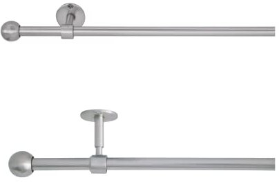 metablo Gardinenstange ausziehbar, Wand- und Deckenmontage, Vorhangstange Fenster, Komplettgarnitur 2in1, Teleskopgardinenstange 16/19mm Edelstahl-Optik 160-280 cm