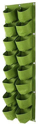 Tyenaza Borsa per la Coltivazione di Piante Sospese Verticali all'Aperto, Fioriera da Giardino con 16 Tasche per Erbe, Fiori e Verdure