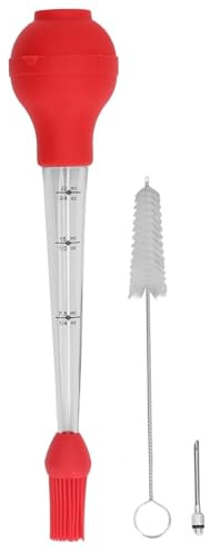Traditionell Baster, Kyckling Kalkon Fjäderfä Kött BBQ Baster Spruta Tube Pump Rörtyp Pippetter Dropper Baster Pipett Kalkon Baster för Kök (Röd)