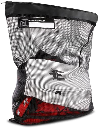 Meister Bolsa de Lavado XL para Atletas - Bolsa de Lavandería Deportiva Grande de Malla con Cremallera - Negro