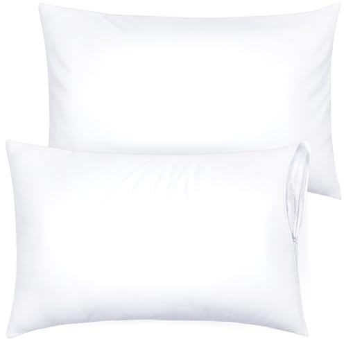 Ultra Soft Pillow Protectors with Zipper - Standard Size - Set of 2 - White