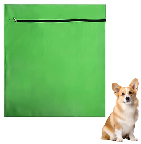 1 sacchetto portabiancheria per animali domestici, 70 × 80 cm, colore verde, lavabile in lavatrice, con chiusura lampo, per pulire giocattoli per animali domestici, asciugamani, ecc.