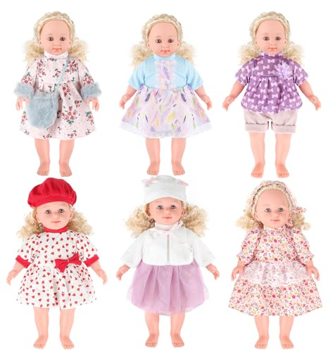 deAO 6 Vêtements Poupée 30cm 33cm 36cm avec Blouse Pantalon Robe et Chapeau
