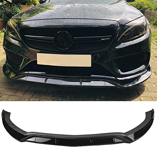 AUSMILA Frontstostange Spoilerlippe für Mercedes-Benz W205 C-Klasse C180 C250 C300 C400 2015-2018, Schwarz, Kunststoff, Glnzend Schwarz