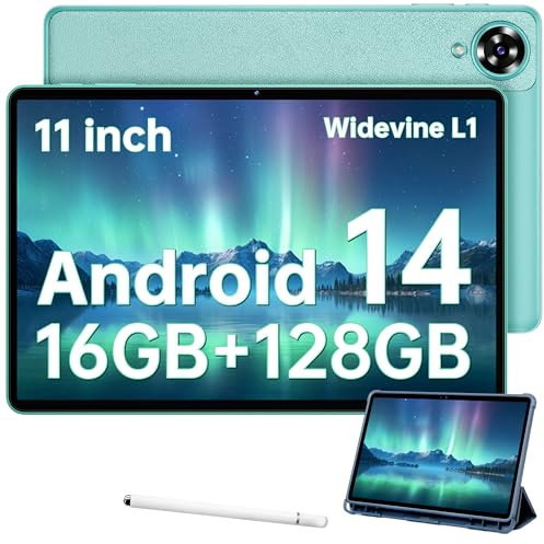 OUKITEL OT11 Tablet Android 14-2024 Neueste Tablet 11 Zoll, 16(4+12) GB RAM +128GB ROM(1TB TF) Gaming Stift, 8000mAh, 13MP 4G PC/5G WiFi/GMS/Octa-Core/Widevine L1/GPS, Grün