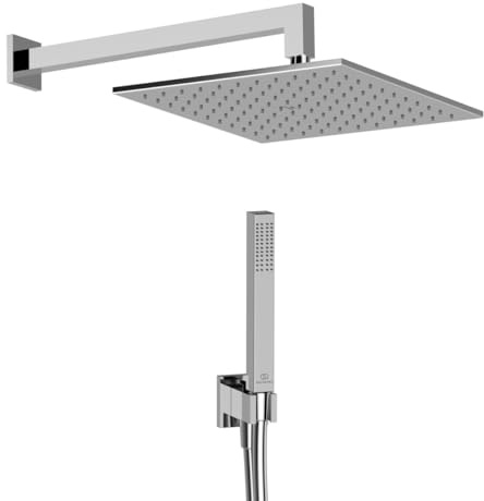 Ideal Standard BD826AA Idealrain Armaturen-Paket Komplett-Set Duschset, Regenbrause Duschbrause Duschkopf Stab-Handbrause, Wassersparend, Chrom