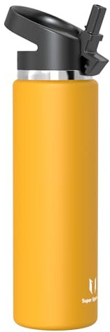 Super Sparrow Water Bottle Insulated - 1000ml - Wide Mouth Metal Bottle - Wide Mouth SwivelSip Flask - BPA Free, Leak Proof - Ergonomic Straw Water Bottles for Work, Gym, Travel, Sports