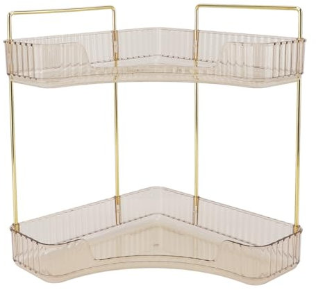 Jenngaoo Theken Eckregal, 2 stufiger Badezimmer Arbeitsplatten Organizer, platzsparende Eckaufbewahrungsorganisatoren, einfache Montage Thekenregal für Badezimmer, Küche, Schlafzimmer (B)
