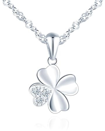 KGDUYC Collar Mujer con Colgante de Trébol de la Suerte en Plata 925 - Colgante Trébol 4 Hojas con Cadena Plata Mujer