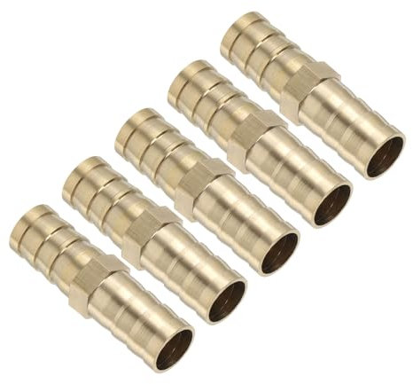 PATIKIL 12mm(1/2) Conector de Manguera de Latón, 10pcs Recto Unión Acoplador Púas de Latón 2 Vías Conectores de Empalme Conexión para Tuberías de Agua y Combustible Grifo Jardín