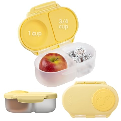 b.box Fiambrera Infantil con Compartimentos | Bento Box Infantil Mini con 2 Compartimentos Herméticos | Caja de Almuerzo y Picoteo para Niños | Cabe 1 Fruta Entera | Sin BPA