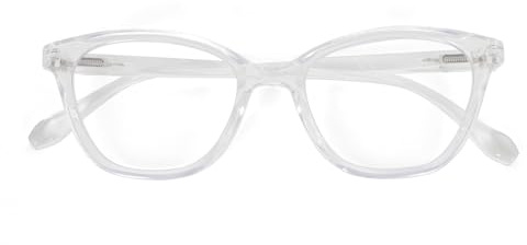 MMOWW Gafas de Lectura para Mujeres Elegante Montura Ojos de Gato Gafas de Bloqueo a Luz Azul Bisagras de Muelle (Transparente, +1.5)