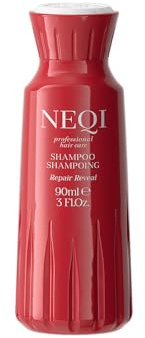 NEQI Shampoo Reparatur Reisegröße – Repair Reveal mit V-Keratin – Für Geschädigtes & Coloriertes Haar, Sulfatfreies Shampo Damen, Reiseshampoo, Vegan – 90ml
