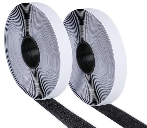 Anstore kardborreband, självhäftande, extra stark, 2 cm bredd 5 m lång kardborrband för limning, kardborrband, svart